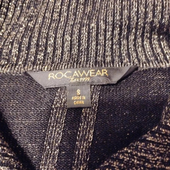 Rocawear Vintage Black and Gold Shimmer Cardican, Small - Picture 9 of 12